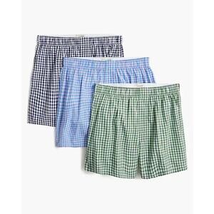 J.Crew Three-Pack Woven Boxers Mens L Multi Gingham Checked Lightweight Cotton